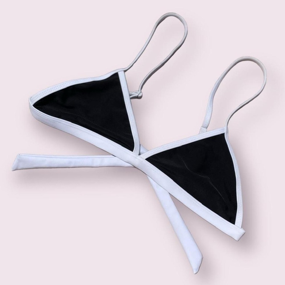Black and White Triangle Bikini Top